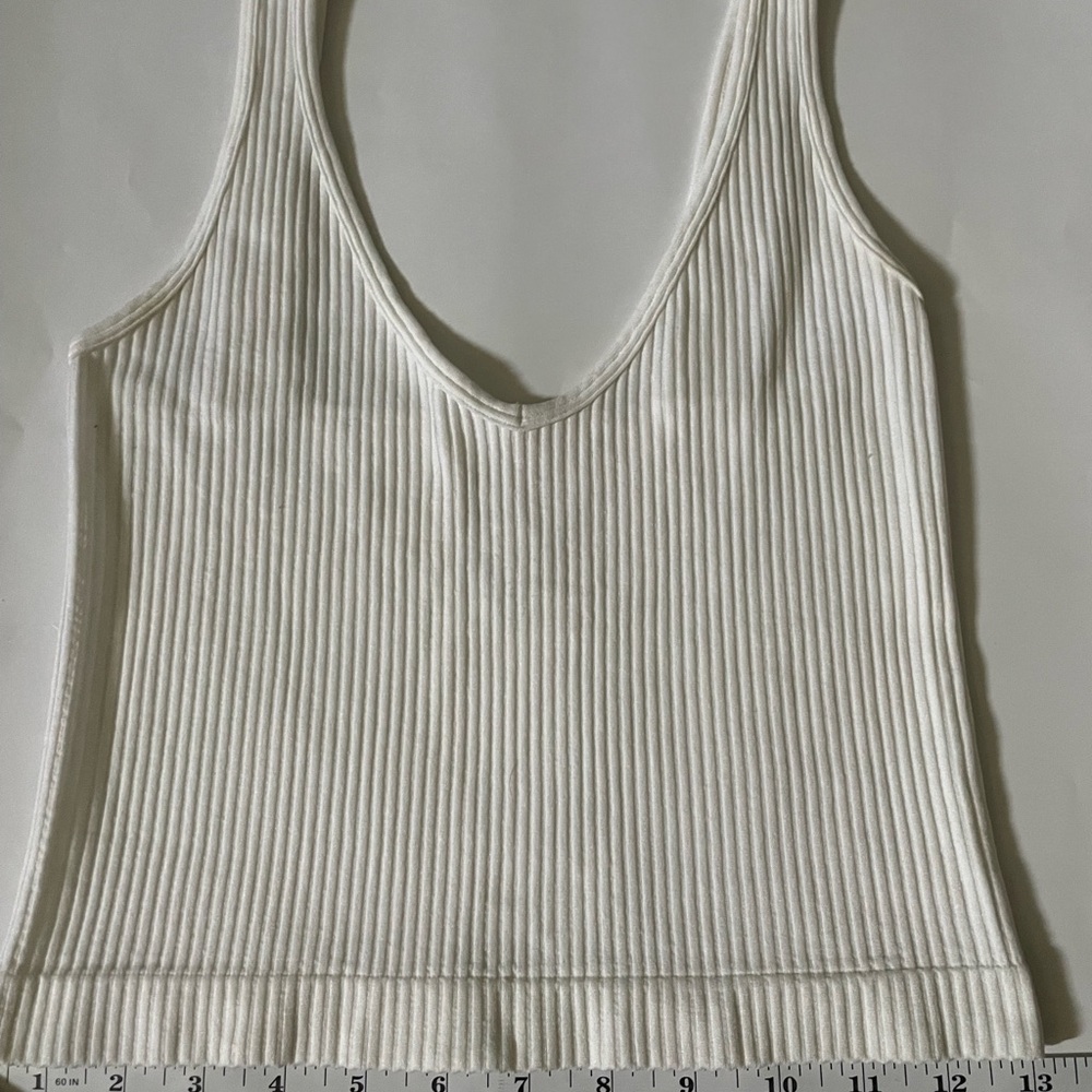 Aura White Ribbed Tank Top